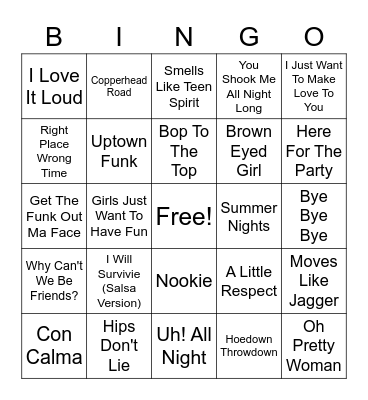 Random Hits A Bingo Card
