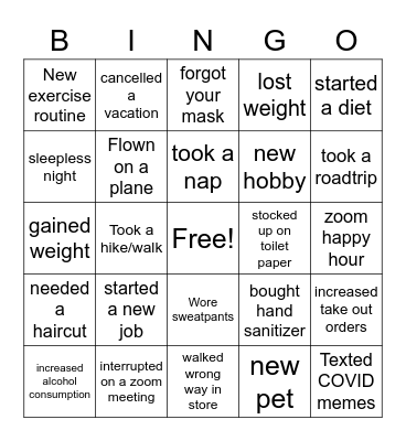 COVID19 Bingo Card