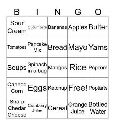 Shop With Me Bingo Card