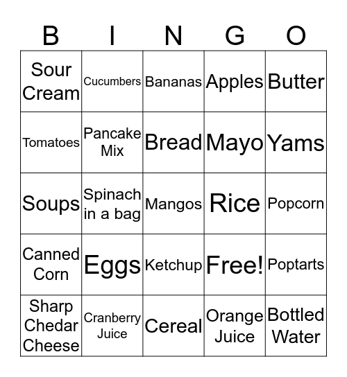 Shop With Me Bingo Card