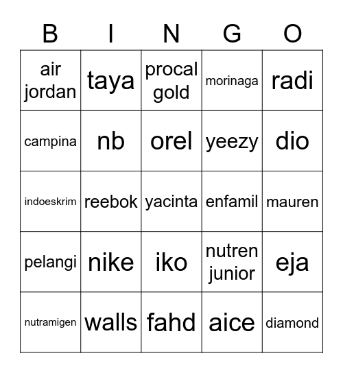 Yacinta's Bingo Card