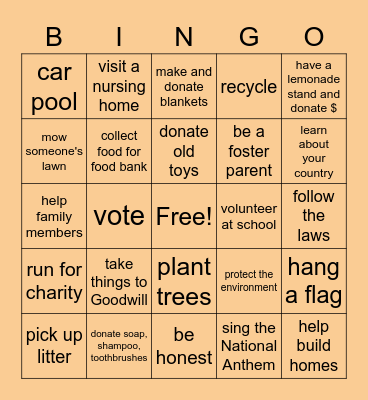 HELP YOUR COMMUNITY Bingo Card