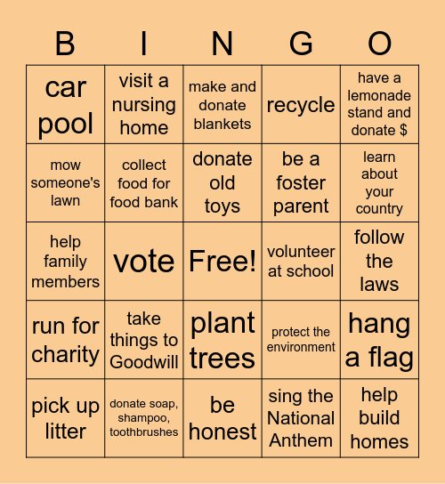 HELP YOUR COMMUNITY Bingo Card