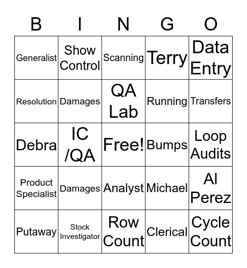 Team Building Bingo Card