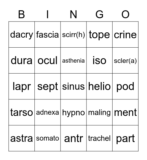 Lesson 7 Bingo Card