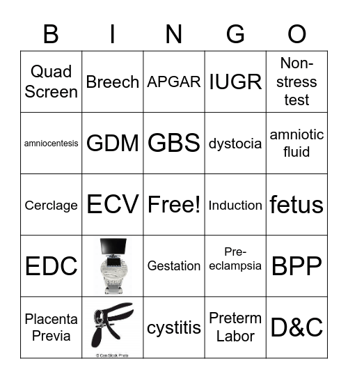 Myers Park OB/GYN Clinic Bingo Card