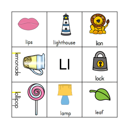 Letter Ll Bingo Card