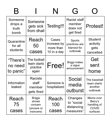 Berry Fall 2020 Bingo Card