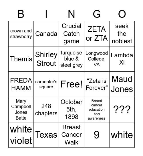 FRED BINGO Card