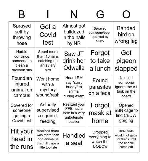 Seasonal Bingo Card