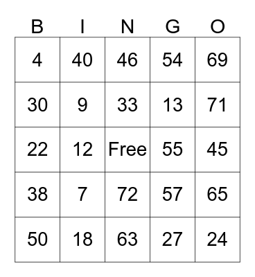 Thanksgiving  Bingo Card