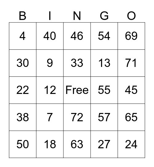Thanksgiving  Bingo Card