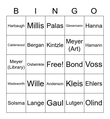Teacher Bingo Card
