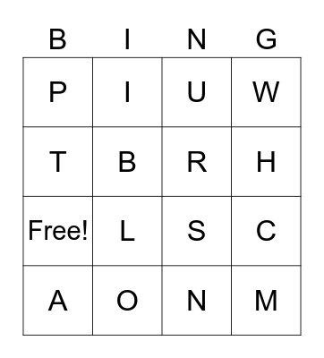 Letter Sounds Bingo Card