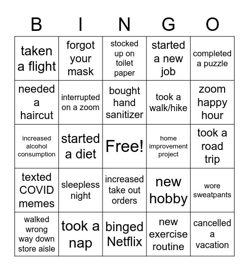 Quarantimes Bingo Card