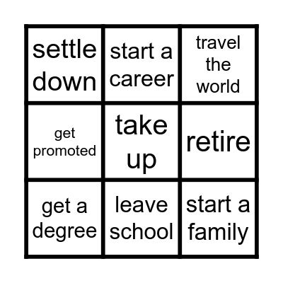 Life plans Bingo Card