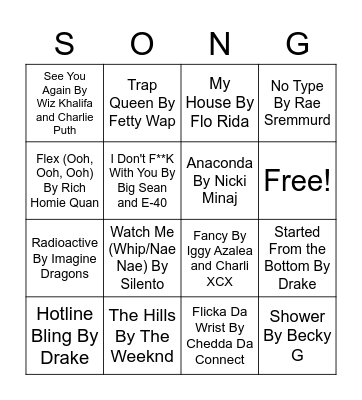 Song Bingo Card