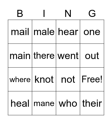 21st September Bingo Card