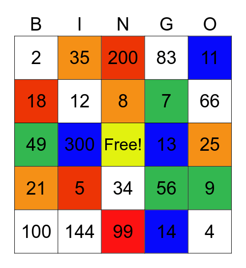 Math Bingo!!! Bingo Card