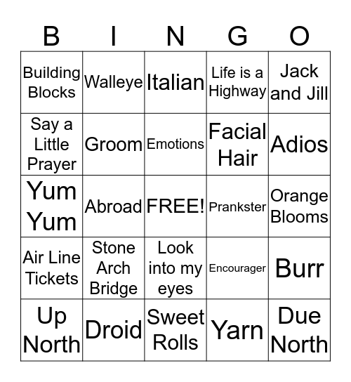 She Hooked Him Bingo Card