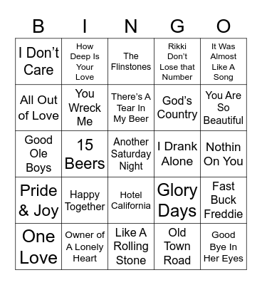 Music Bingo 62 Bingo Card