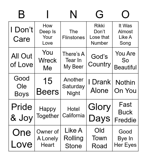 Music Bingo 62 Bingo Card