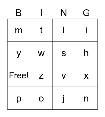 ABC Bingo Card