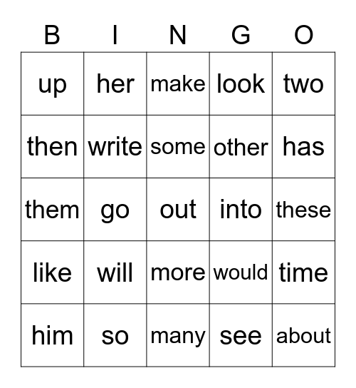 First Grade Sight Words 51-75 Bingo Card