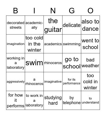 Parallelism Bingo Card