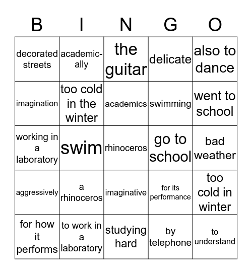 Parallelism Bingo Card