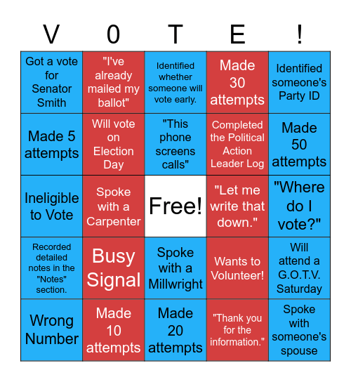 Makin' It Fun Phone Bank! Bingo Card