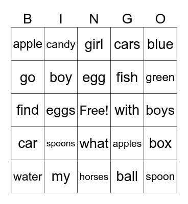 EdMark words 1-35 + extras Bingo Card