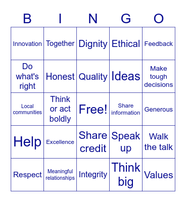 Culture & Values Bingo Card