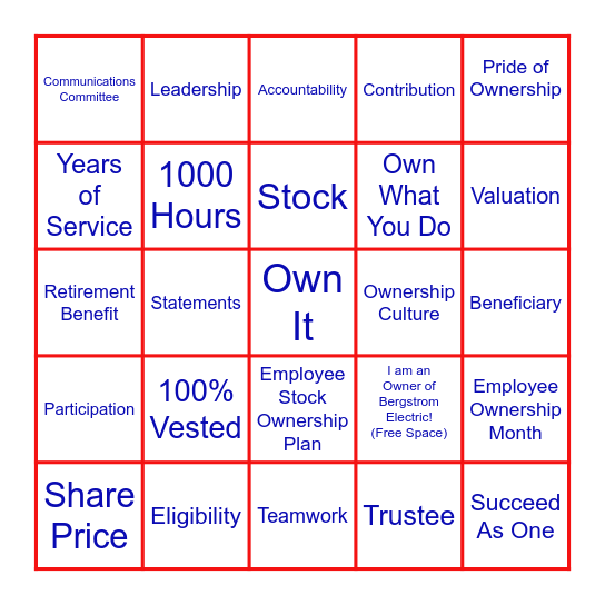 ESOP BINGO Card