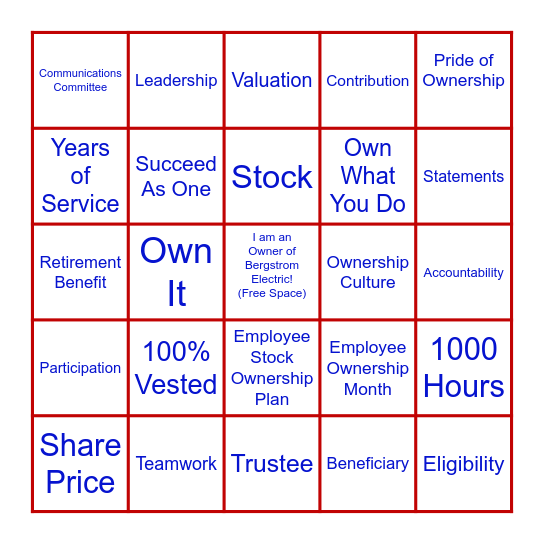 ESOP BINGO Card