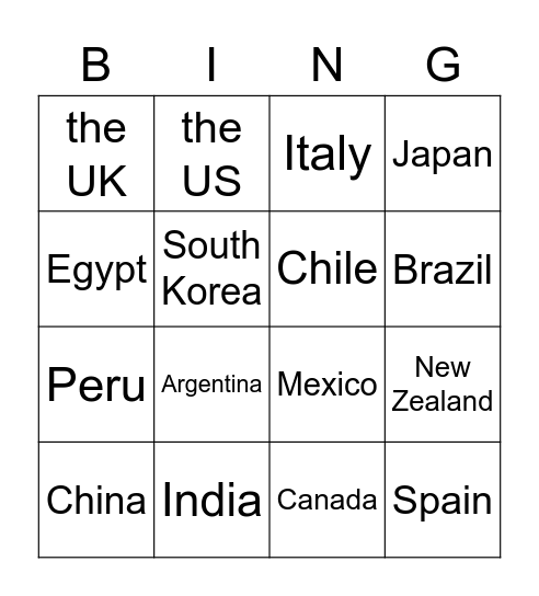 Worl Travel Bingo Card