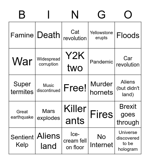 2020 Bingo Card