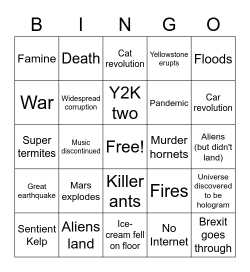 2020 Bingo Card