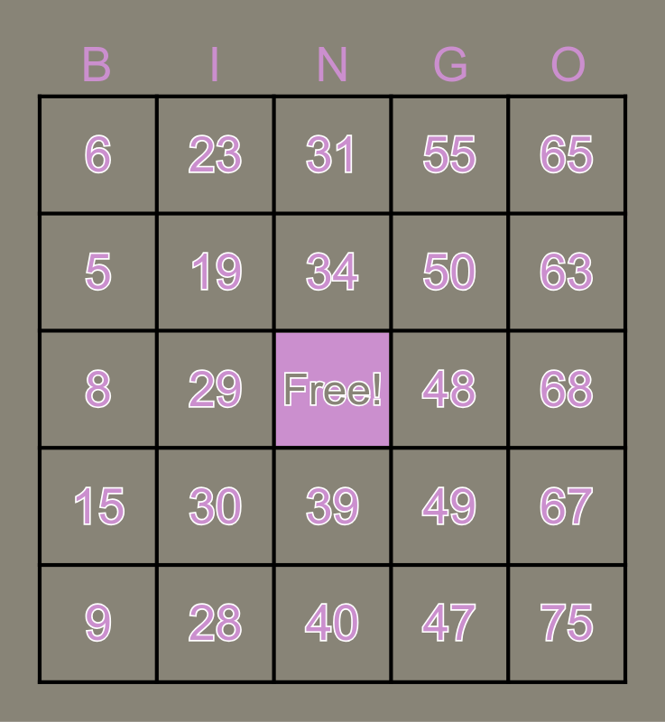 Slackin Bingo Card