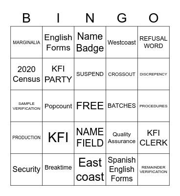 CENSUS BINGO Card