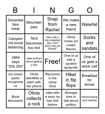 Ohiopyle Camping Bingo Card