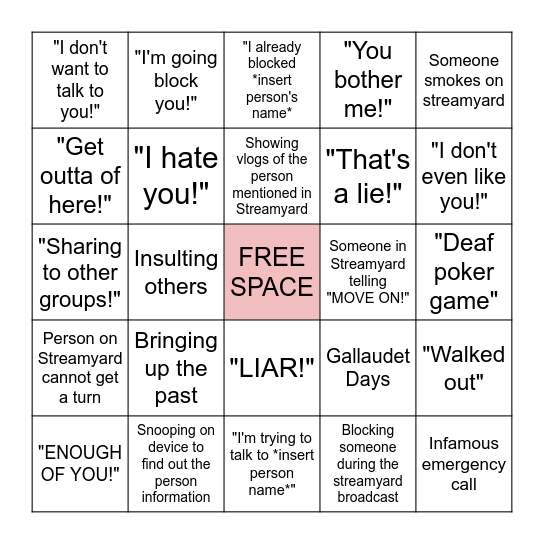 Yvonne's Bingo Card