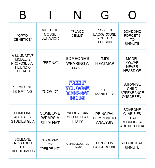 Neuroscience Retreat Bingo! Bingo Card