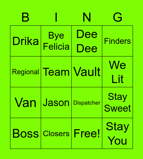 Dispatchers Be Lit Bingo Card