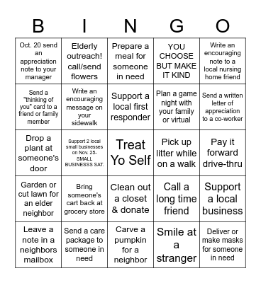 CARES Bingo Card