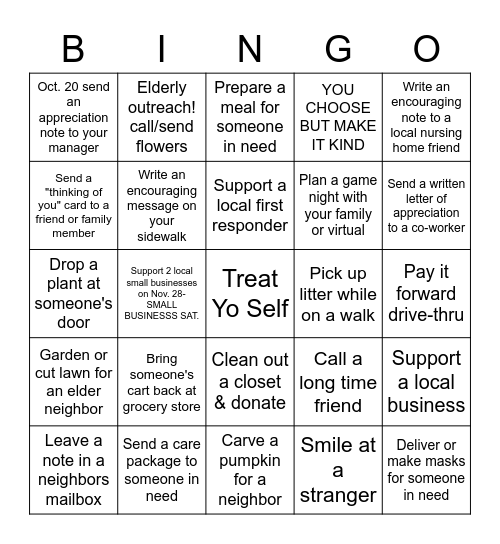 CARES Bingo Card