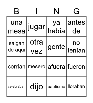Celebramos juntos (Period 2) Bingo Card