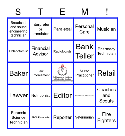 Careers In Bingo Card