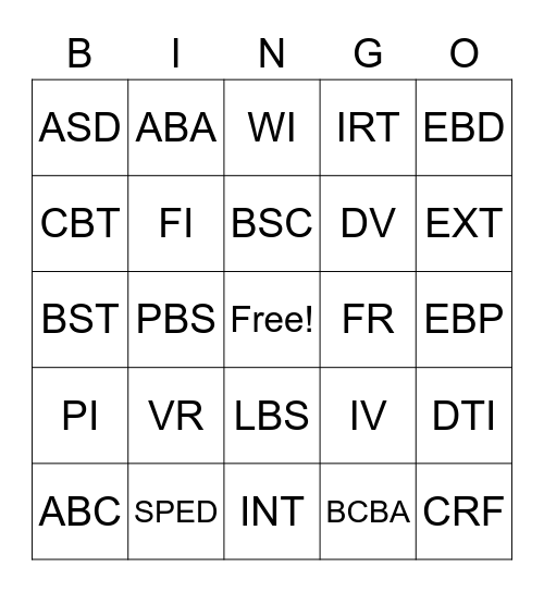 Test card Bingo Card