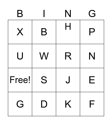 ABC bingo Card